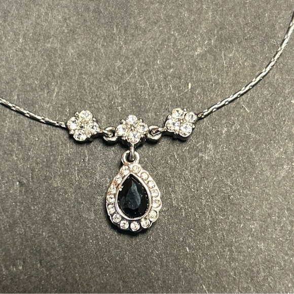 MONET, Earring/Necklace Set. Black, Silver and Cubic Zirconia Rhinestones. - Picture 8 of 10